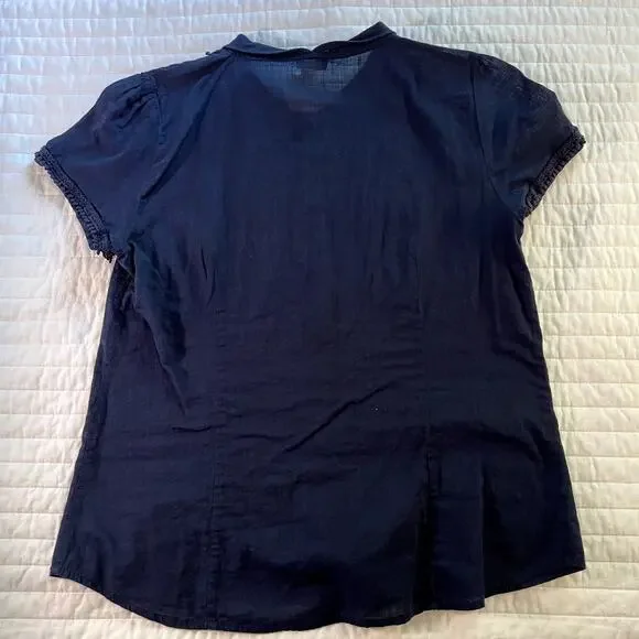 J.Crew Women's Navy Lightweight Cotton Blouse, size 10 - Picture 2 of 4